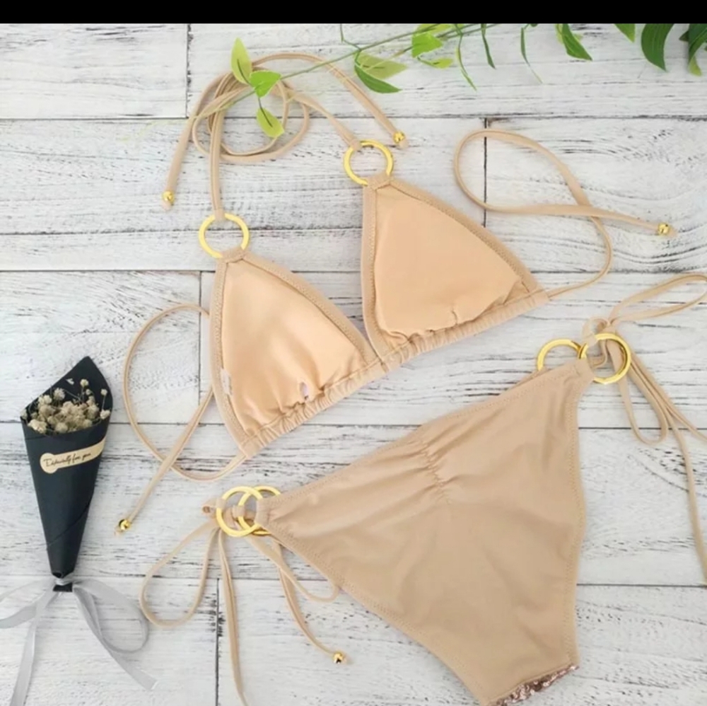 Rose Gold Sequin Bikini - Picture 3 of 7